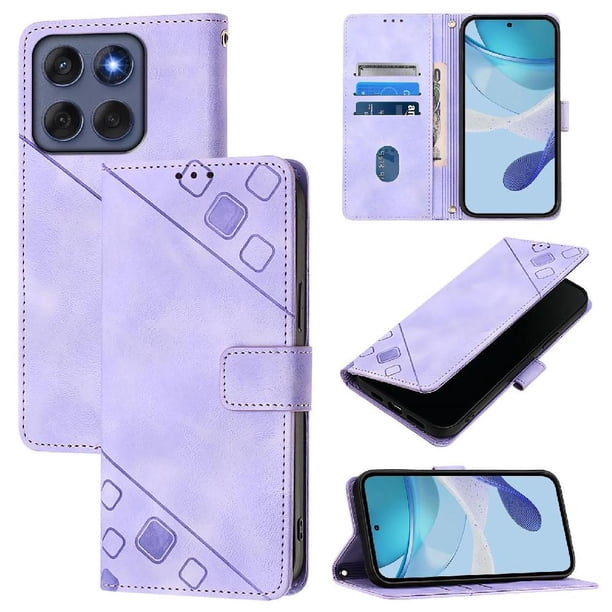 Funda Cartera para Motorola Edge 60 con Soporte y Ranuras, Resistente a Golpes y Rayones Morado