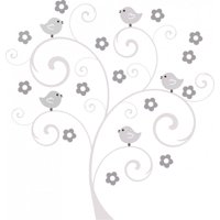 Rienda Libre Graphics - Decomural Grey Bird Tree Flowers Ws-47723
