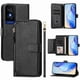 thumbnail image 1 of Funda tipo cartera para TCL 50 XE 5G con bolsillo con cremallera, tarjetero, soporte, correa para la muñeca y tapa de cuero Negro, 1 of 5