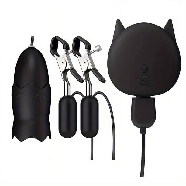 1 set, Rechargeable Vibrating Nipple Clamps with Remote Control - 10 Modes of Stimulation for Couples and Solo Play - Strong Sucking Massager for Enhanced Pleasure
