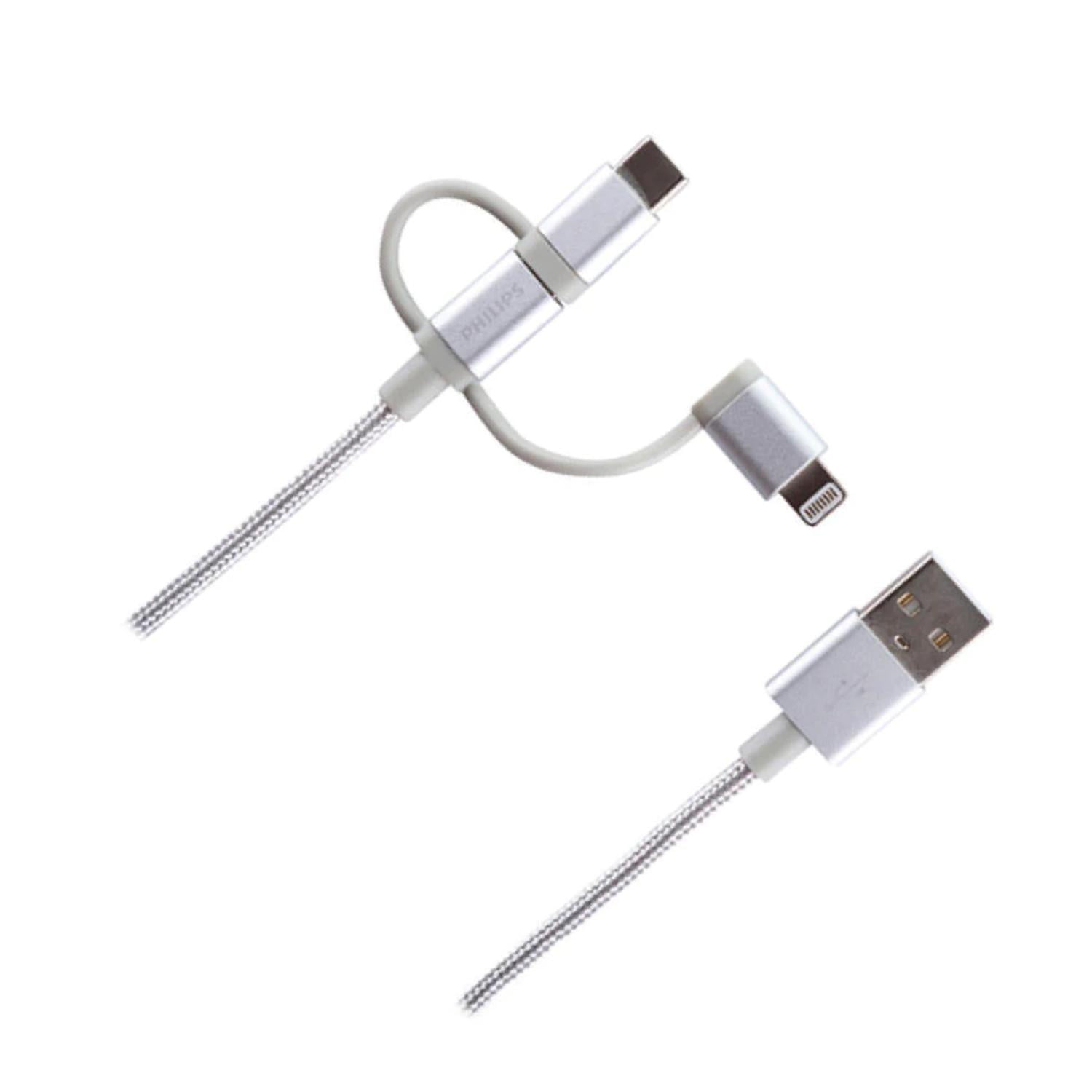 Philips - Cable Usb 3 En 1 Mricro Usb Tipo C Lightning 0.8m