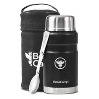 Termo Comida Bosscamp 750 Ml Negro Acero Inox Bolso Cuchara