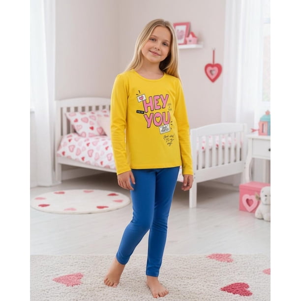 Pijama Niña Estampado Hey You Amarillo multicolor 6
