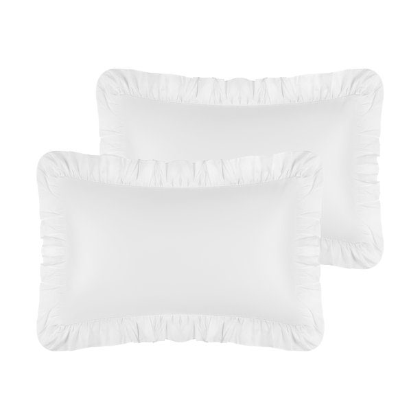 Funda de almohada REGALWOVEN Queen (20"x30") con cierre de sobre, juego de 2 fundas de almohada con volantes, blanco