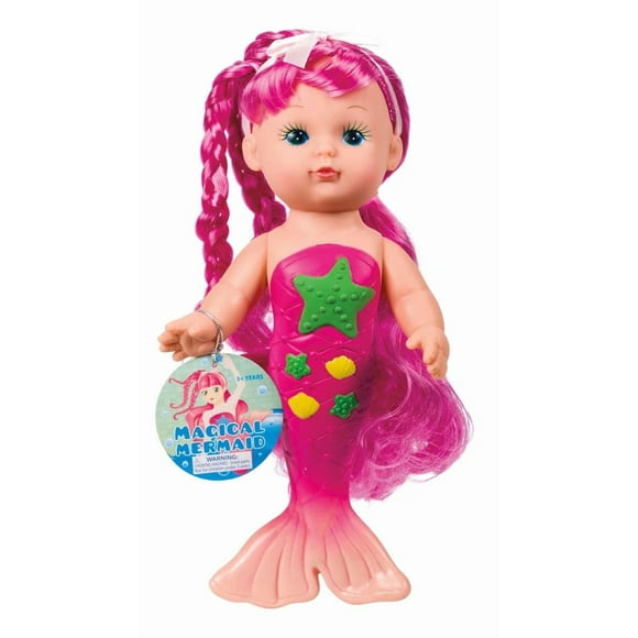 Muñeca Sirena Toysmith Bathtime de 23 cm con pelo largo para niños mayores de 3 años