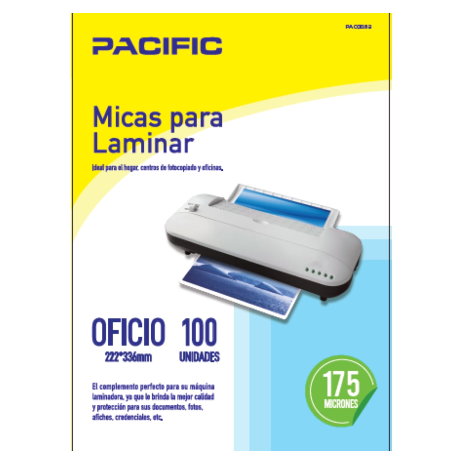 Pacific - 100 Laminas Micas Termolaminadora Oficio 175 Micrones - Ps