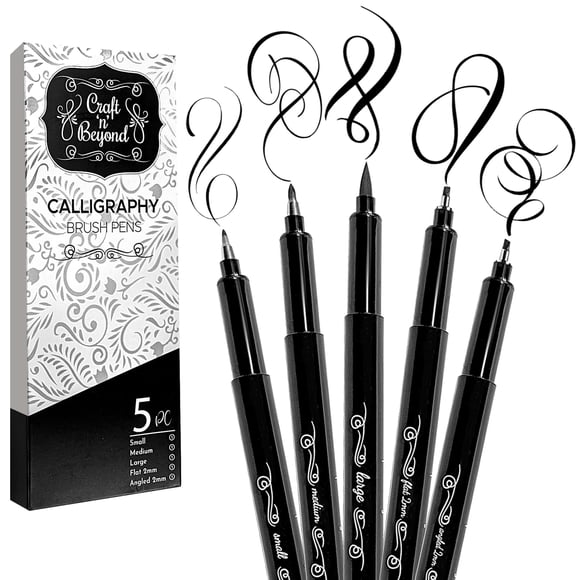Juego de 5 Plumas de Pincel Craft 'n' Beyond con Tinta Negra