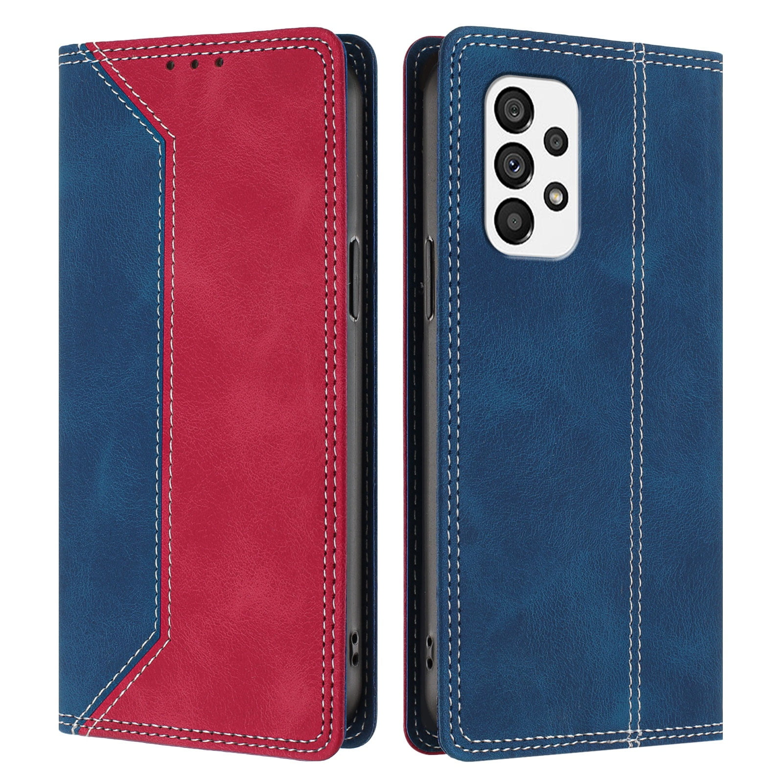 Funda Foxdock Para Samsung Galaxy A73 5g De Cuero Premium Bicolor Con Ranuras Rfid, Carcasa Tipo Billetera Antigolpes Y Soporte Plegable