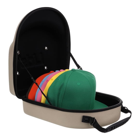 Funda de viaje con tapa para gorras de béisbol para 6 sombreros, color caqui