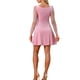 thumbnail image 3 of INSPIRE CHIC Estilo Vestido de Terciopelo para Mujer Cuello Cuadrado Manga de Malla Abullonada Estampado de Estrellas Vestidos de Fiesta Rosa XS, 3 of 6
