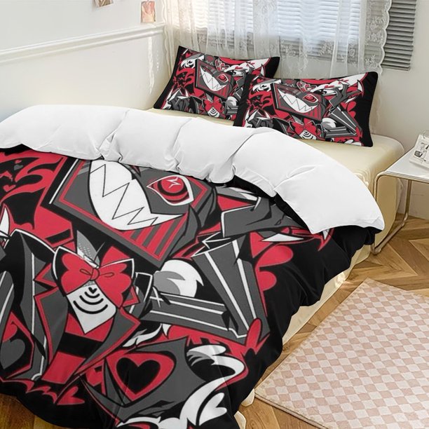 Hazbin Hotel 3-Piece Twin Bed Set - Includes 1 Single Comforter And 2 Pillowcases Bedding - Fade Resistant Microfiber - Hazbin Hotel