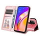 thumbnail image 3 of Funda tipo cartera FOXDOCK para OPPO Reno 6Z , diseño girasol en relieve, cuero PU, cierre magnético, soporte y tarjetero, 3 of 5