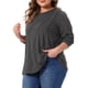 thumbnail image 4 of Agnes Orinda Blusa Túnica con Costura Diagonal para Mujer de Talla Grande Cuello Redondo Manga Larga Camiseta Suave Ligera Casual 3X Gris Negro, 4 of 6