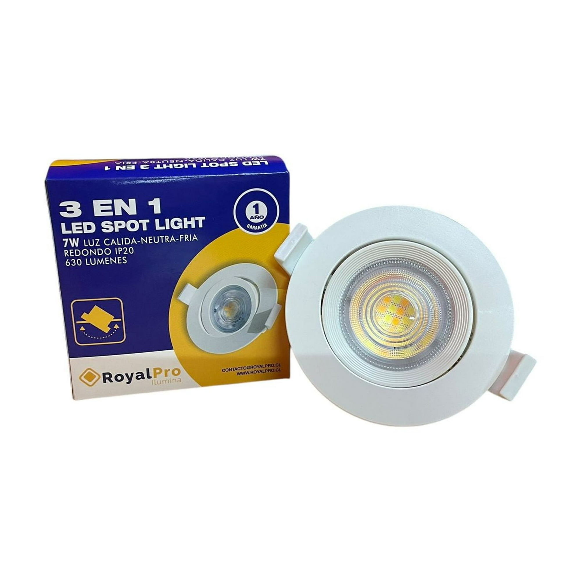 Royalpro - Foco Spot Led Embutido 7w 3en1 ( Luz Calida-neutra-fria)