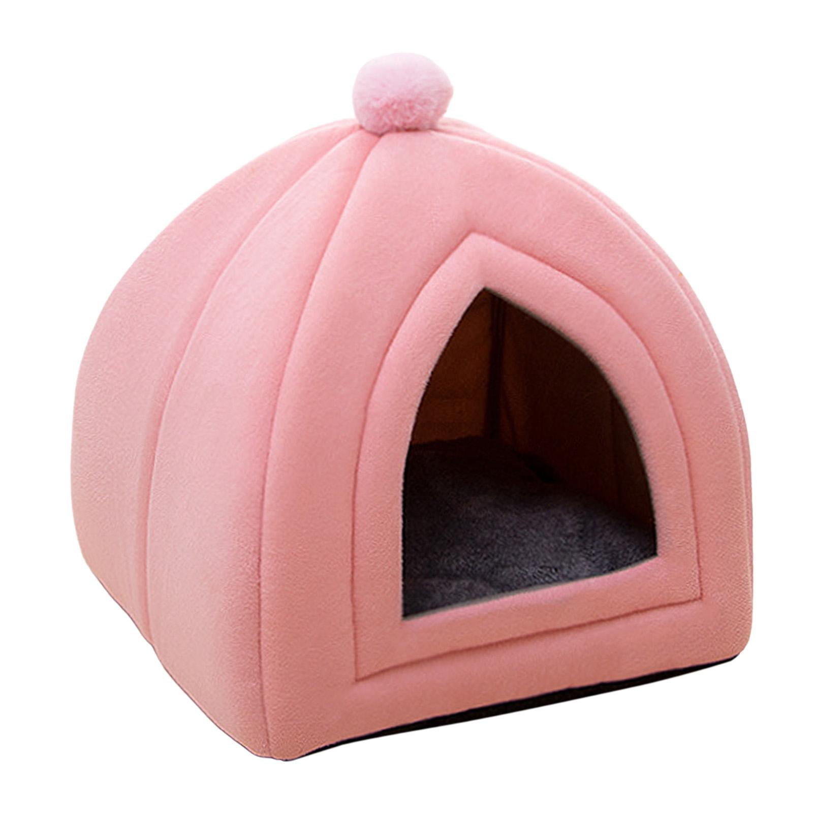 Ioensy - Cama Para Gatos Cachorro Perrera Sofá Semicerrado Invierno Para Gatos Suministros Para Perros Rosa