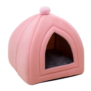 Ioensy - Cama Para Gatos Cachorro Perrera Sofá Semicerrado Invierno Para Gatos Suministros Para Perros Rosa