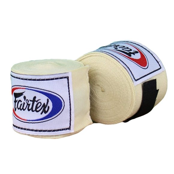 Handwraps Fairtex HW2 de algodón elástico de 120 cm y 180 cm, color blanco