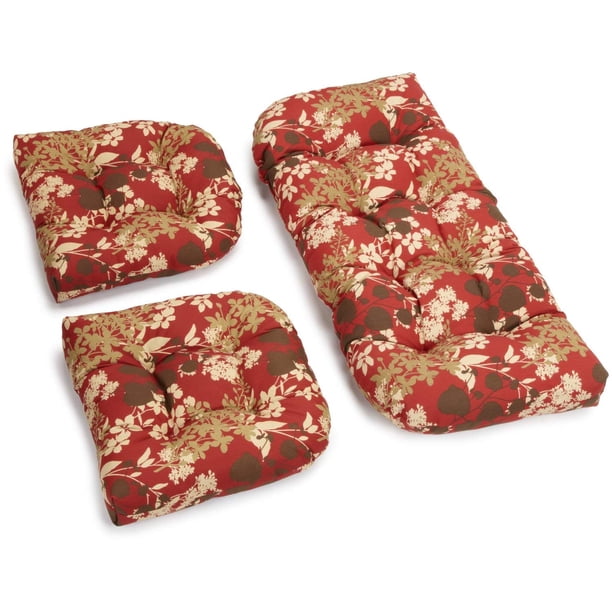 Set de 3 cojines de sofá acolchados para exteriores Blazing Needles Montfleuri Sangria