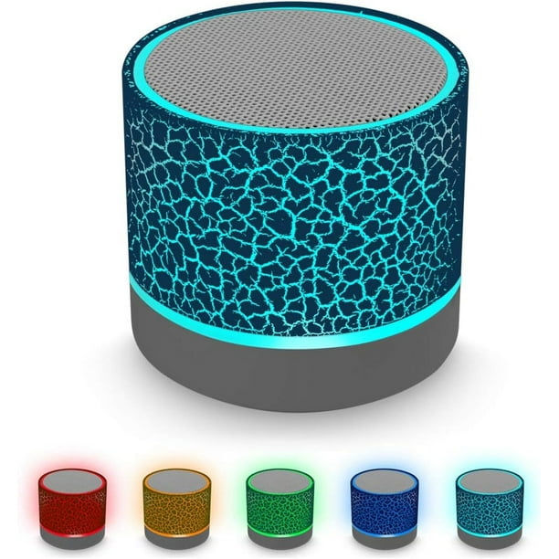Mini altavoz Bluetooth inalámbrico portátil, altavoz estéreo recargable con graves superbajos IA y luces LED