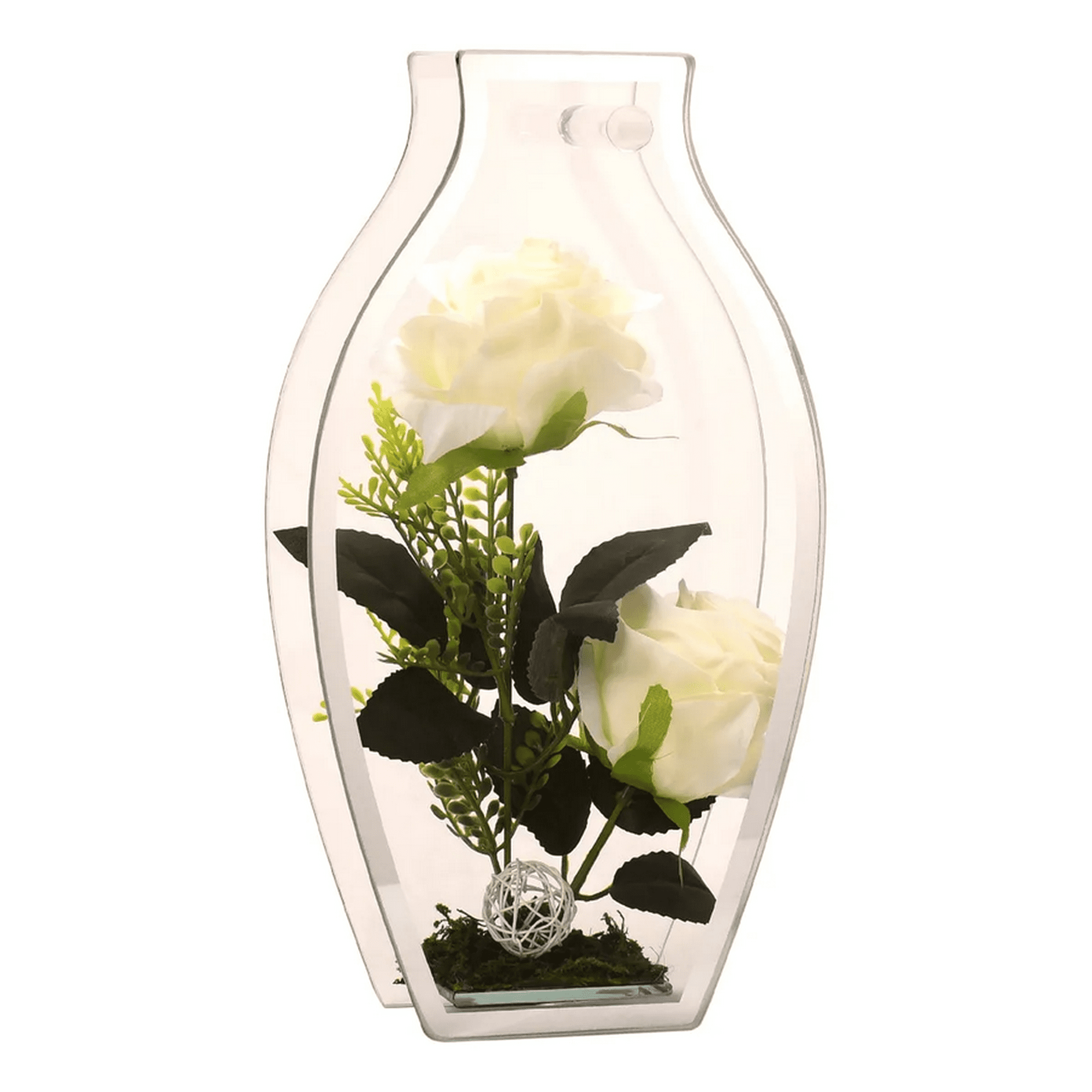 Genérico - Florero Cristal 28 Cm Con Rosa Blanca
