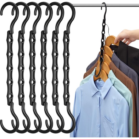 Organizador de Clóset AMKUFO Magic Hangers 6 Piezas Negro