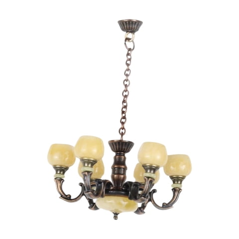 Magideal - Lámpara De Araña Para Casa De Muñecas A Escala 1:12, Accesorios Para Muñecas, Decoración, Escenografía, Accesorios Para Juegos De Simulación, Iluminac Bronce