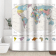 thumbnail image 5 of Mapa del mundo con ciudades principales detalladas, cortina de ducha de tela repelente al agua sin PVC, no tóxica e inodora, decoración grande para el hogar. Cortina de ducha con diseño de la Tierra,, 5 of 6