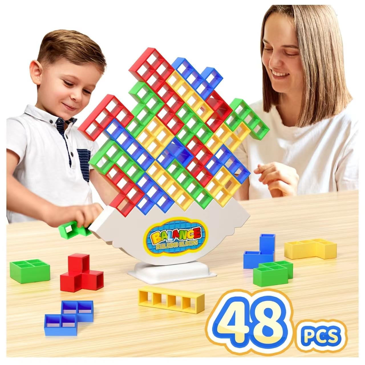 Juego De Bloques Apilables Balance Ziogogco Set De Regalo 48 Piezas