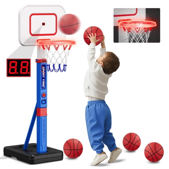 Aro de Baloncesto HYES para Niños con Marcador LED y Aro de 55 cm