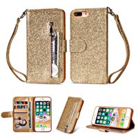Foxdock - Funda Para Elegante Funda Iphone 7 Plus/Iphone 8 Plus Glitter Con Cremallera-Ideal Para El Uso Diario