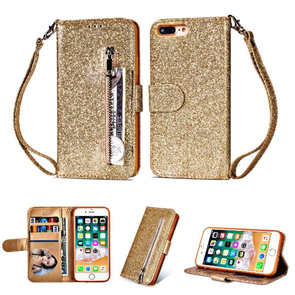 Foxdock - Funda Para Elegante Funda Iphone 7 Plus/iphone 8 Plus Glitter Con Cremallera-ideal Para El Uso Diario