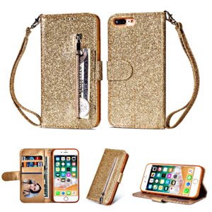 Foxdock - Funda Para Elegante Funda Iphone 7 Plus/Iphone 8 Plus Glitter Con Cremallera-Ideal Para El Uso Diario