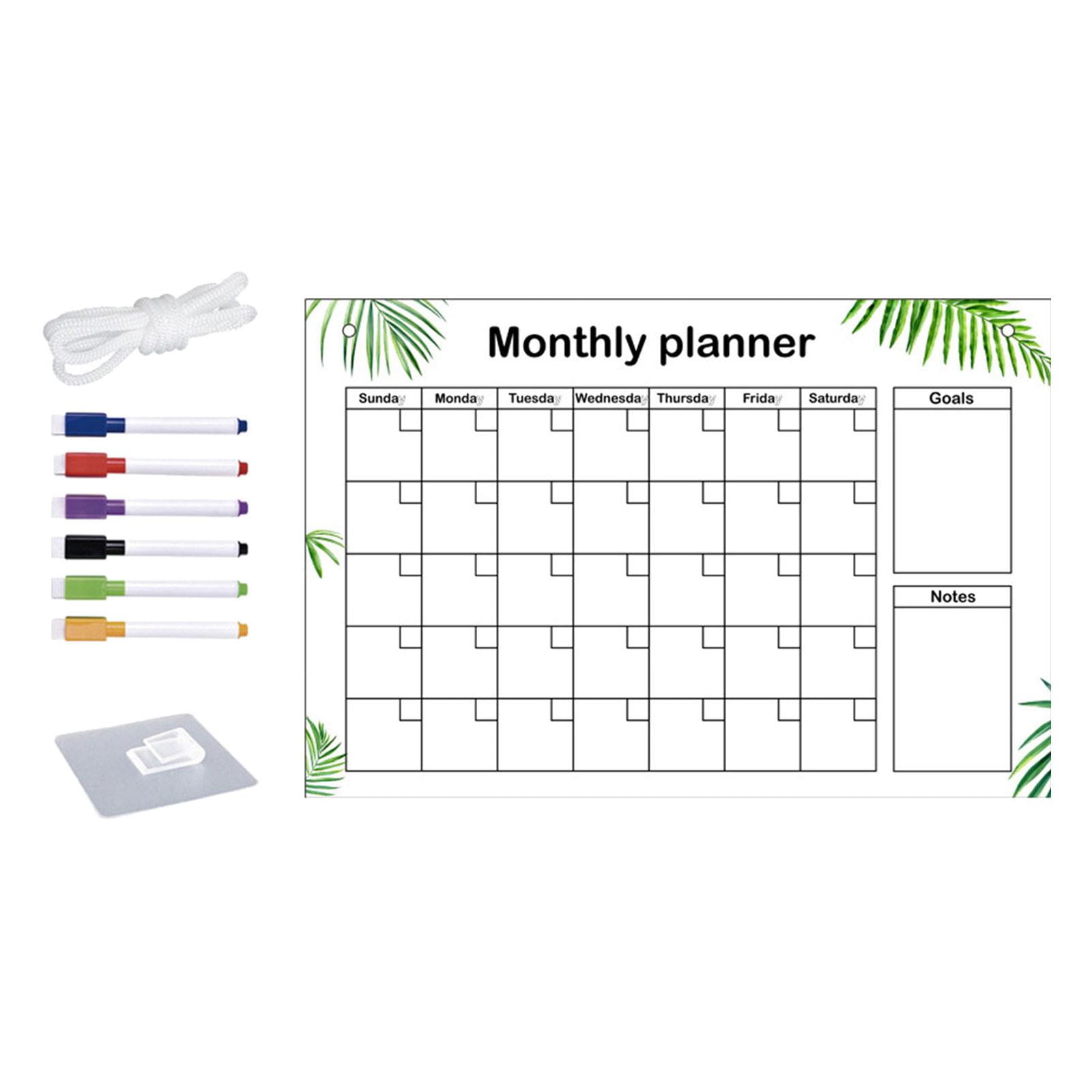 Magideal - Pizarra Acrílica De Borrado En Seco, Pizarra Blanca Con Pegatinas De Calendario, Planificador De Pizarra Borrable, Tabla De Planificación Semanal Para Estilo F