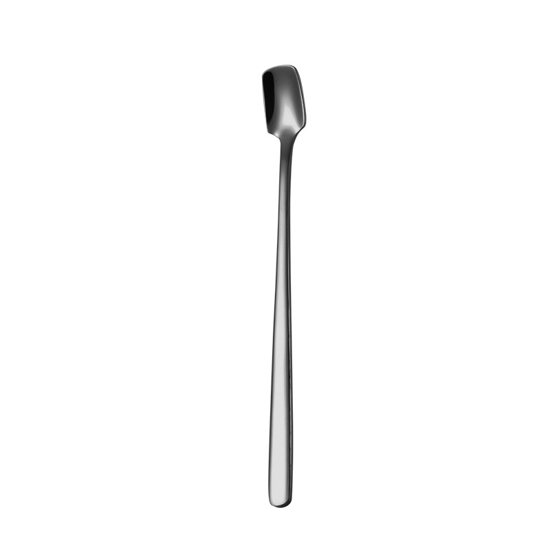 Xmhytop 2 Cucharas Cuadradas De Acero Inoxidable, 15X1.5 Cm - Ideal Para Helados, Postres Y Bebidas Con Estilo Moderno,Negro