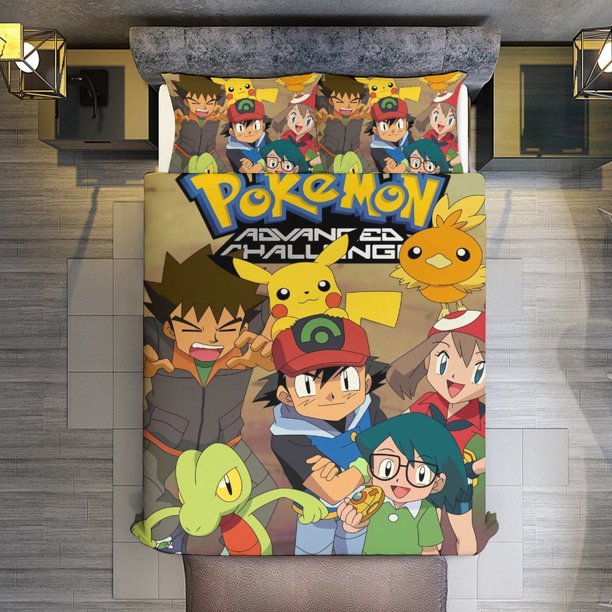 Pokmon Charizard 3 Piece Sets Full/Queen Size - Reversible Microfiber Quilts with Shams Soft Lightweight Bedspread Coverlet Comforter for All Season Bed Sheets