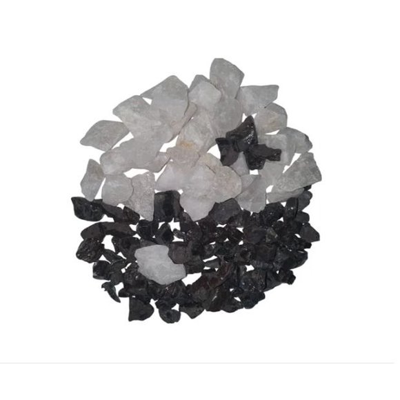 Piedras Cuarzo Blanco y Piedra Negra Brillante Ying Yang 2kg