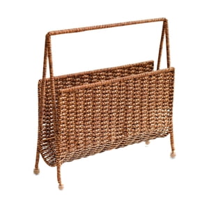 Magideal - Estantería Para Libros Y Revistas, Cesta, Estante De Pie, Soporte De Metal, Rústica, Versátil, Aspecto Ratán, Para Sofá O Dormitorio, Mesita De Noche,