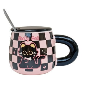 El Edén - Tazón Diseño De Gatos + Tapa, Cuchara Mug, Kawaii