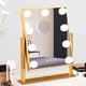 thumbnail image 1 of Espejo de tocador BWLLNI Hollywood iluminado para maquillaje, 9 LED, 10 veces, dorado, 1 of 7