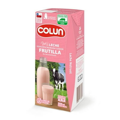 Leche Semidescremada Frutilla Caja 200 Ml Colun