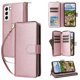 thumbnail image 3 of Funda Cartera con Cremallera y Correa para Samsung Galaxy S22 5G Soporte y Tarjetero Oro rosa, 3 of 6