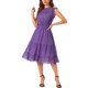 thumbnail image 4 of INSPIRE CHIC Vestido de Mujer de Chifón Sin Mangas con Cintura Fruncida y Estrellas Metálicas Doradas para Fiesta Púrpura XL, 4 of 6