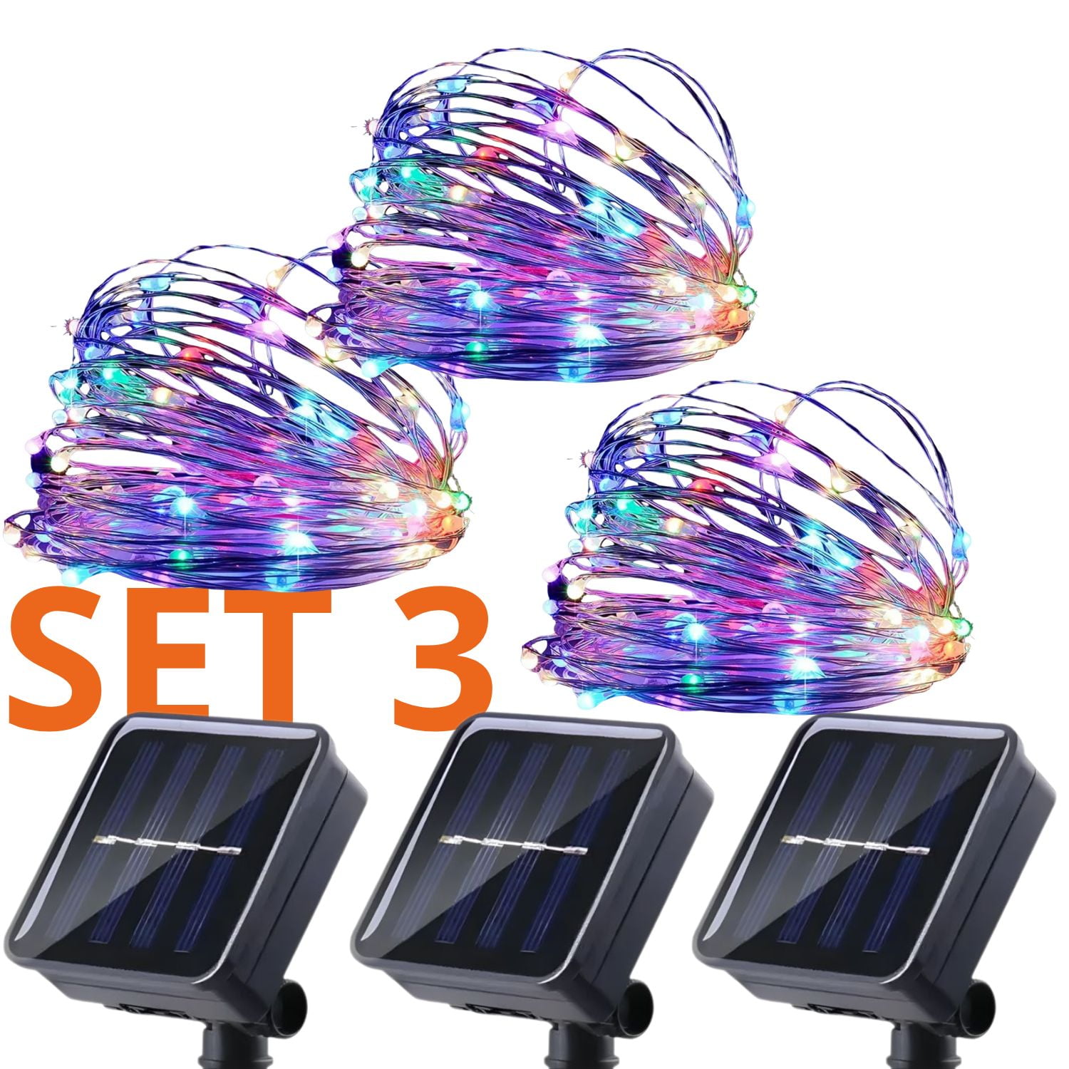 Genérico - Set 3 Guirnalda Solar Alambre Hada Rgb Led 25 Metros