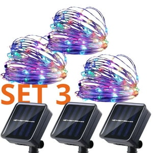 Genérico - Set 3 Guirnalda Solar Alambre Hada Rgb Led 25 Metros