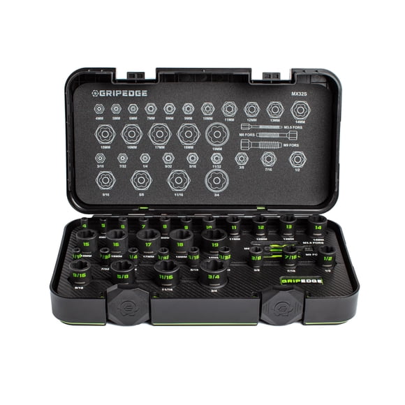 Juego de vasos Grip Edge 32 piezas 4‑19 mm y 3/16‑3/4 in