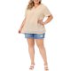 thumbnail image 4 of Agnes Orinda Blusas de Mujer Tallas Grandes con Lunares Suizos, Manga Corta, Cuello Entallado, Primavera Verano, Talla 2X, Beige, 4 of 8