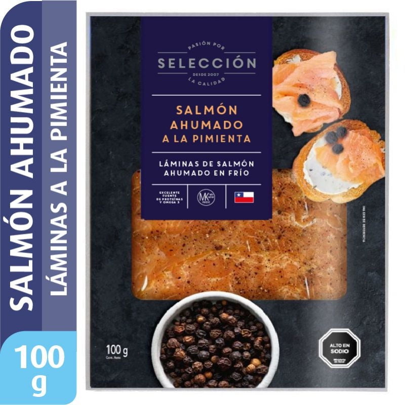 Salmón Ahumado A La Pimienta En Láminas 100 g Selección