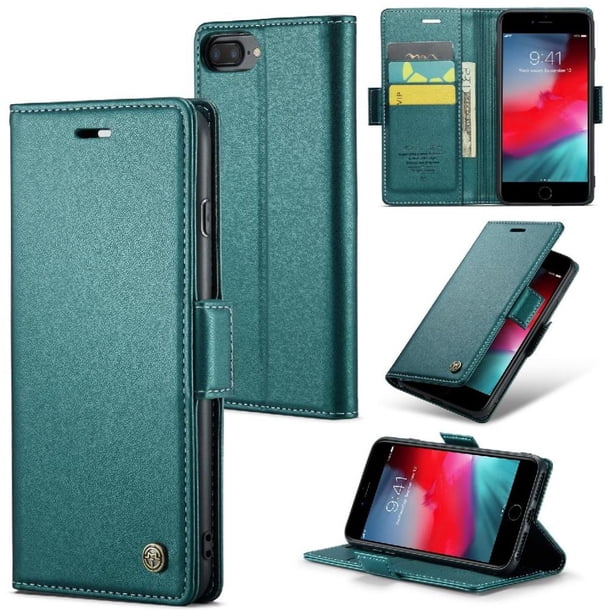 CaseMe tipo cartera iPhone 7 Plus/8Plus con cierre magnético, RFID, tarjetero, soporte, carga inalámbrica