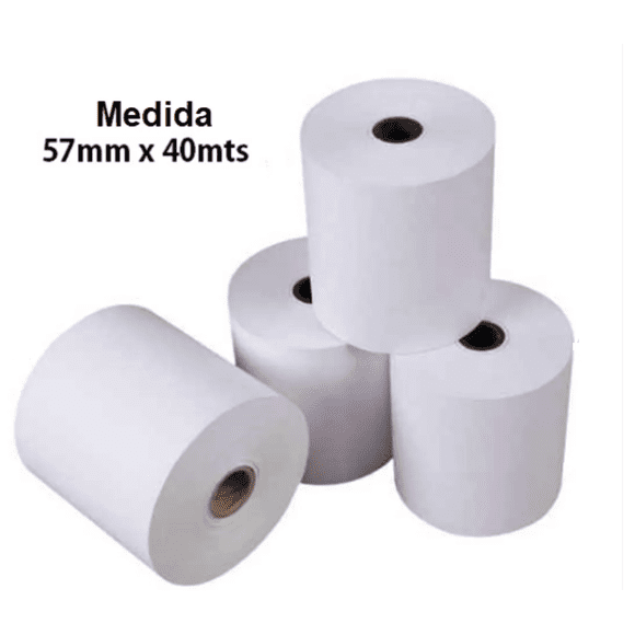 50 Rollos papel Térmico 57 mm x 40 mts