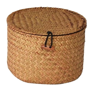Bothyi - Cesta De Lavandería Seagrass Con Caja De Almacenamiento Con Tapa Para Aperitivos De Pan Cosméticos